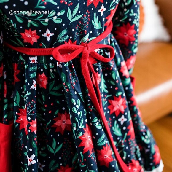 Eliza Cate & Co 4T Black Red Christmas Dress with White Lace Trim - Picture 9 of 9